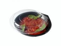 Plastbakke rund salatbowle APET sort 400ml v490 400stk/ka