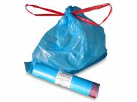 Affaldsposer med snortræk lukning 20 liter 25my blå 