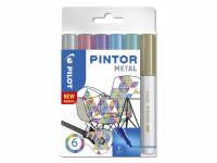 Pilot Pintor fine Metal Mix marker 1,0mm, sæt med 6 farver