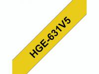 Brother labeltape HGe-631V5 12mm sort på gul