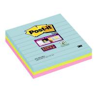 Post-it blok Super Sticky linieret 101x101mm, 3 blokke