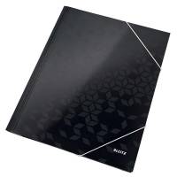 Leitz WOW elastikmappe A4 med 3 klapper sort