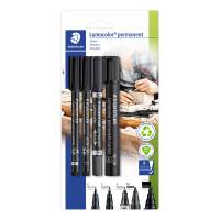 Staedtler Lumocolor 60 BK permanent mærkningspenne, sæt a 4 stk