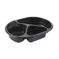 Microovnsbakke 3-rums oval PP sort 24x18x4cm 240stk/kar