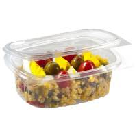 Plastbakke med hængslet låg oval 1000ml 185x155x68mm, 50 stk