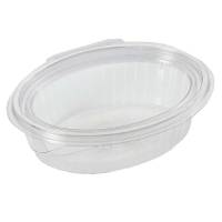 Plastbakke med hængslet låg oval 250ml 148x112x45mm, 50 stk