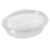 Plastbakke m/hængsl. låg 50stk oval 370ml 166x131x45mm 97010