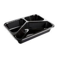 Plastbakke t/ovn CPET sort 420stk/kar 3-rums 1025ml 2227