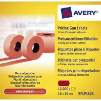 Avery prisetiketter 26x16mm 2 linjer PL2/18 permanent rød