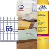 Avery L7551-25 etiketter til laser 38,1x21,2mm transparente