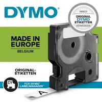 Dymo labeltape D1 12mm 45016 S072056 sort på blå