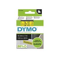 Dymo labeltape D1 12mm 45018 S0720580 sort på gul