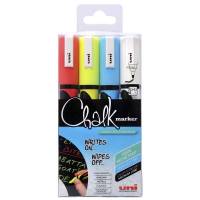 Uni-ball kridt marker PWE-5M til glas- og kridttavler 1,8-2,5mm, sæt a 4 stk