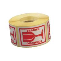 Etiket med tekst "Forsigtig/ Fragile" 45x65mm, 1000 stk
