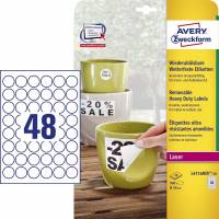 Avery aftagelige og vandfaste etiketter L4716REV-20, Ø 30mm