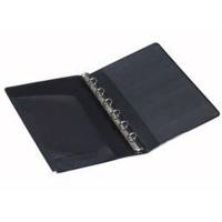 Lommeringsbog 16,3x11,1cm med 6 O-ringe mekanisme sort