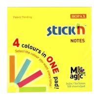Stick'N Magic Neon notes 76x76mm blok med 4 farver