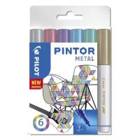 Pilot Pintor fine Metal Mix marker 1,0mm, sæt med 6 farver