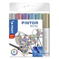 Pilot Pintor medium Metal Mix marker 1,4mm, sæt med 6 farver