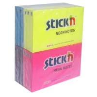 Stick'N notes selvklæbende 76x127mm, ass neon farver
