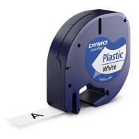 Dymo LetraTAG 12mmx4m labeltape plast sort på hvid