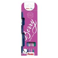 Pentel Fineliner SES15B-4 Brush Sign Pen BERRY, sæt a 4 stk