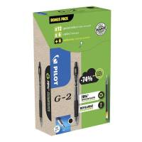 Pilot G-2 gelpen Green Pack 0,7mm sort 12 stk + 12 refills