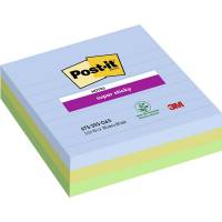 Post-it blok Super Sticky Notes Oasis linieret 101x101mm, 70 blade