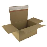 Webshopkasse med tearstrip og tape 160x130x70mm brun