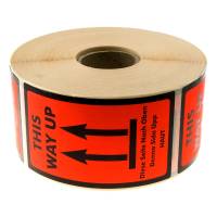 Etiket med tekst "This Way Up" 120x70mm, 1000 stk