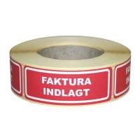 Etiketter med tryk "Faktura indlagt" 24 x 64,6mm
