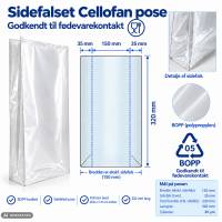 Cellofanpose OPP sidefalspose 150/70x315mm 35g, 1000 stk