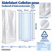 Cellofanpose OPP sidefalspose 100/45x265mm 30g, 1000 stk