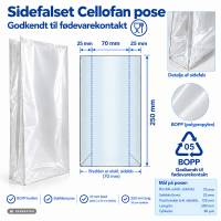 Cellofanpose OPP sidefalspose 65/50x250mm 30g, 1000 stk