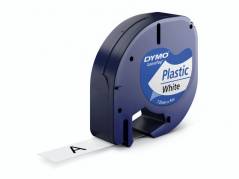 Dymo LetraTAG 12mmx4m labeltape plast sort på hvid