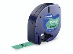 Dymo LetraTAG 12mmx4m labeltape plast sort på grøn