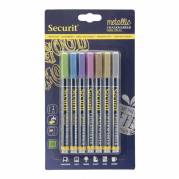 Securit kridt marker 1-2mm metallic farver, pakke a 7 stk