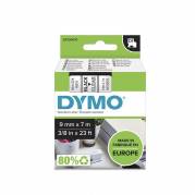 Dymo labeltape D1 9mm 40910 S0720670 sort på klar