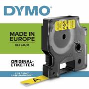 Dymo labeltape D1 9mm 40918 S0720730 sort på gul