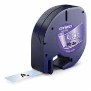 Dymo LetraTAG 12mmx4m labeltape plast sort på klar