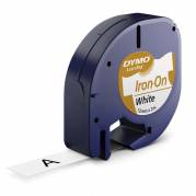 Dymo LetraTAG 12mmx2m labeltape StrygLet sort på hvid