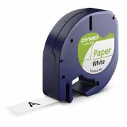 Dymo LetraTAG 12mmx4m labeltape papir sort på hvid