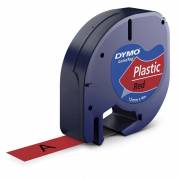 Dymo LetraTAG 12mmx4m labeltape plast sort på rød