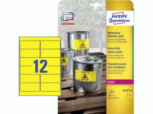 Etiket Avery L6107-20 Holdbar udendørs 99,1x42,3mm GUL 20ark