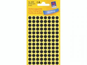Etiket Avery (3009) rund Ø:8mm Sort - 416stk/pak