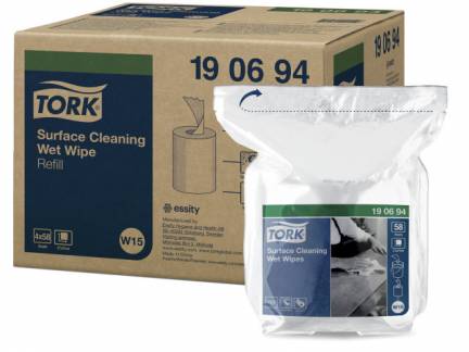 Køb Tork Wet wipe W15 til overflader refill med 58 klude