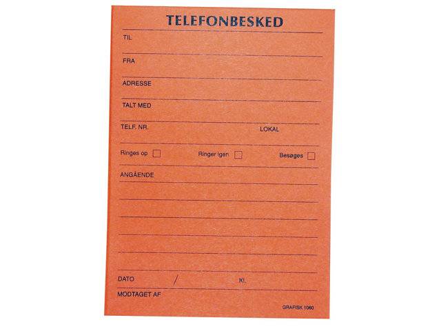 Telefonbesked grafisk orange 10,5x14,8cm 1060 100 blade