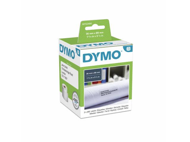 Dymo Label Addressing 36x89 (2x260) permanent S0722400 hvid