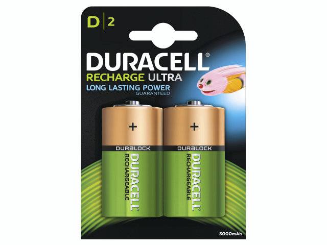 Duracell genopladelig D batterier 2200mAh, 2 stk