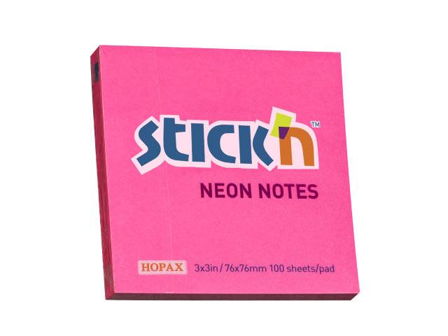 Stick'N notes selvklæbende 76x76mm neon rød